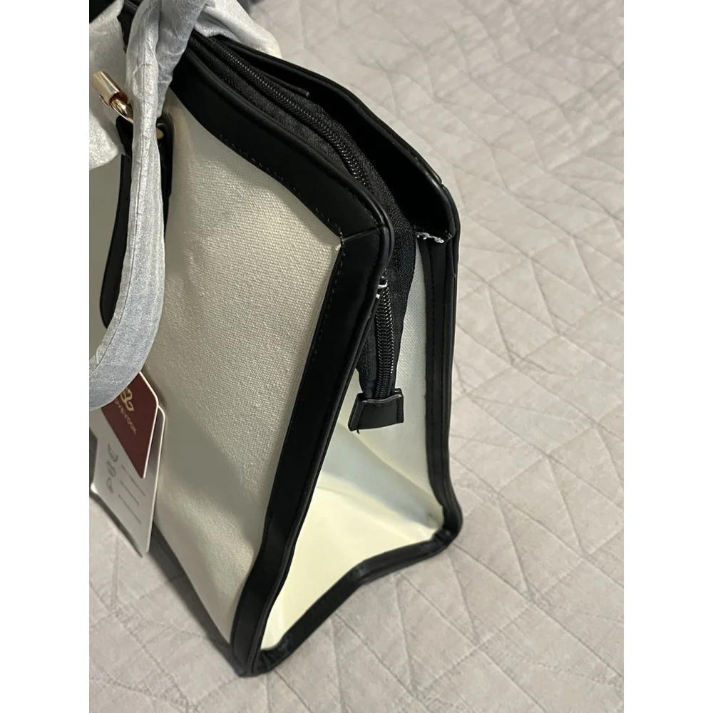 LOVEVOOK Laptop Bag Womens White Black Trim Strap